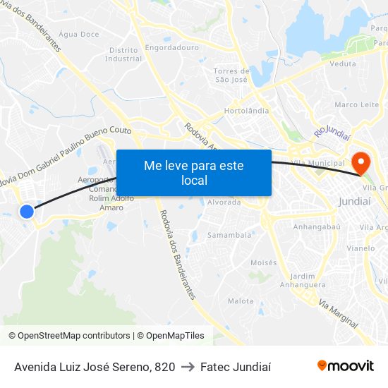 Avenida Luiz José Sereno, 820 to Fatec Jundiaí map