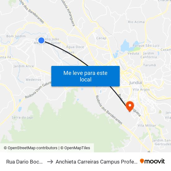 Rua Dario Bocchino, 3064 to Anchieta Carreiras Campus Professor Pedro C. Fornari map