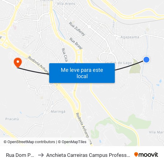 Rua Dom Pedro I, 5 to Anchieta Carreiras Campus Professor Pedro C. Fornari map