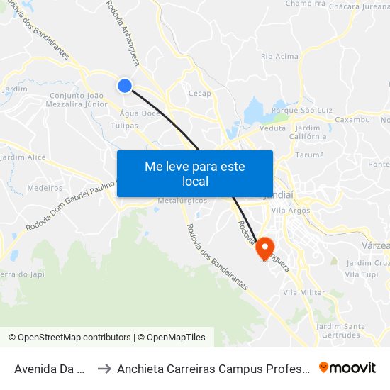 Avenida Da Uva, 1000 to Anchieta Carreiras Campus Professor Pedro C. Fornari map