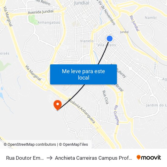 Rua Doutor Emile Pilon, 58 to Anchieta Carreiras Campus Professor Pedro C. Fornari map