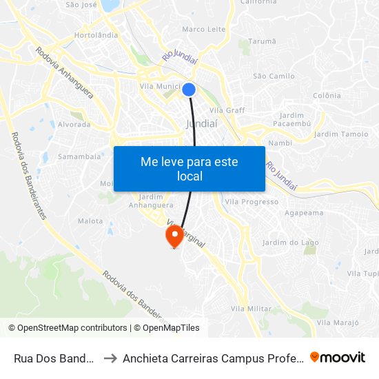 Rua Dos Bandeirantes, 28 to Anchieta Carreiras Campus Professor Pedro C. Fornari map