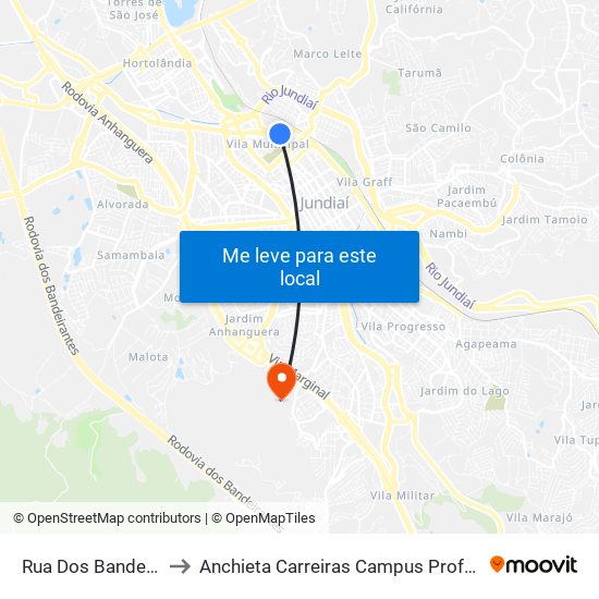 Rua Dos Bandeirantes, 549 to Anchieta Carreiras Campus Professor Pedro C. Fornari map