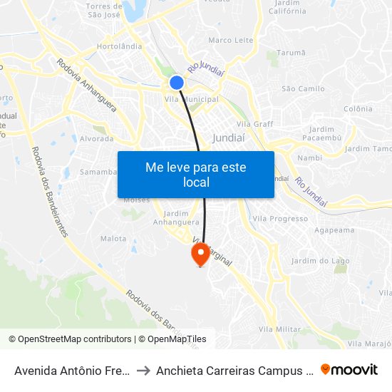 Avenida Antônio Frederico Ozanam, 346 to Anchieta Carreiras Campus Professor Pedro C. Fornari map