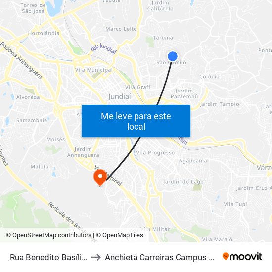 Rua Benedito Basílio Souza Filho, 379 to Anchieta Carreiras Campus Professor Pedro C. Fornari map