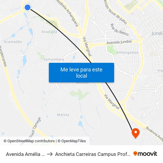 Avenida Amélia Latorre, 760 to Anchieta Carreiras Campus Professor Pedro C. Fornari map