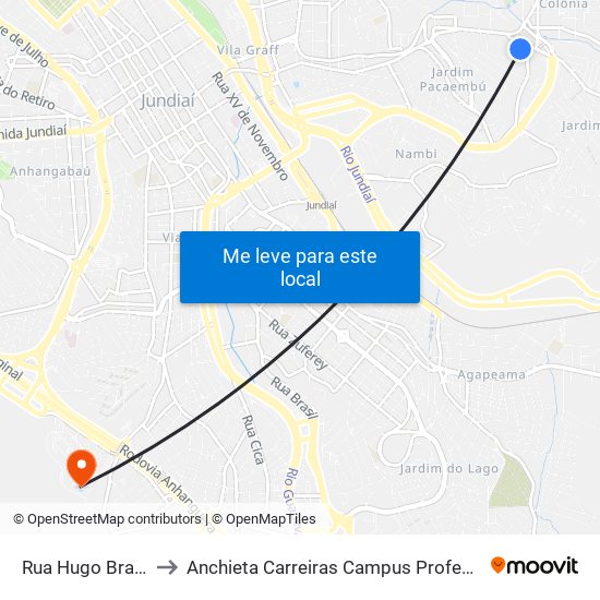 Rua Hugo Brandini, 171 to Anchieta Carreiras Campus Professor Pedro C. Fornari map