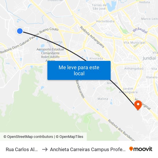 Rua Carlos Alberto Pilon to Anchieta Carreiras Campus Professor Pedro C. Fornari map