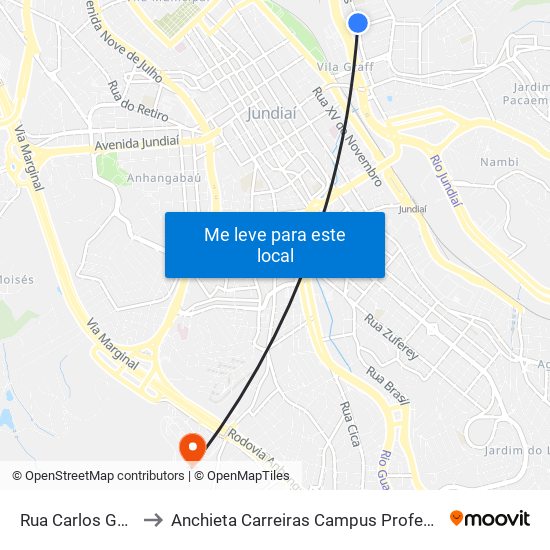 Rua Carlos Gomes, 577 to Anchieta Carreiras Campus Professor Pedro C. Fornari map