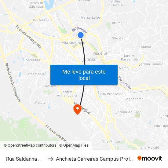 Rua Saldanha Marinho, 185 to Anchieta Carreiras Campus Professor Pedro C. Fornari map