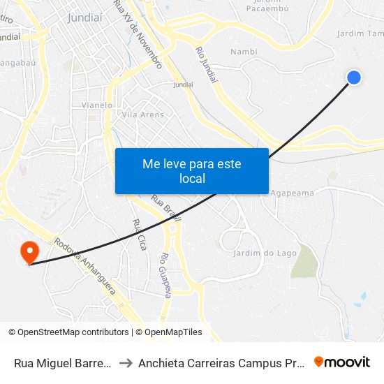 Rua Miguel Barretto Mattar, 451 to Anchieta Carreiras Campus Professor Pedro C. Fornari map