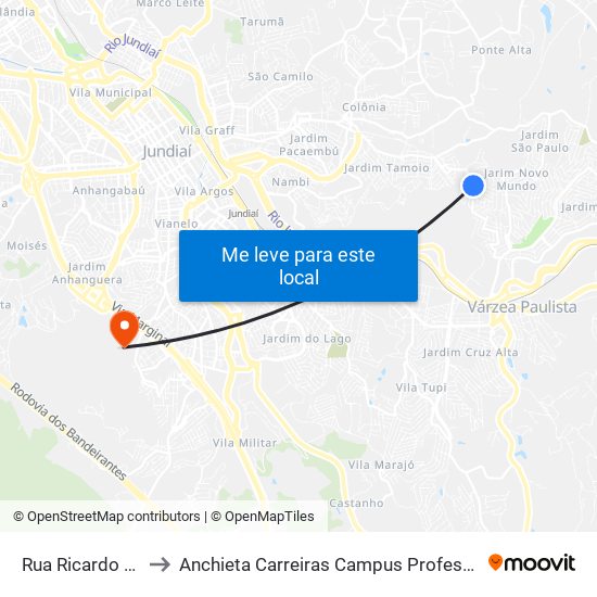 Rua Ricardo Aiza, 428 to Anchieta Carreiras Campus Professor Pedro C. Fornari map