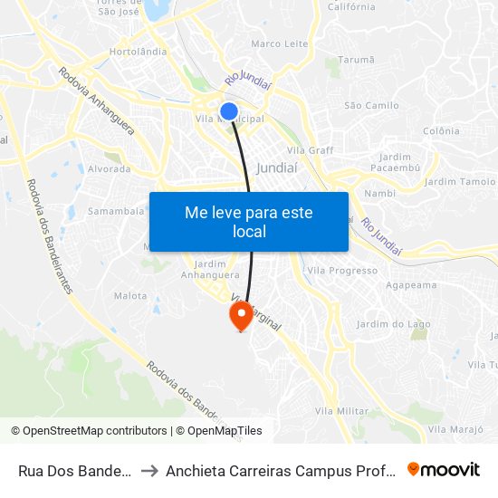 Rua Dos Bandeirantes, 763 to Anchieta Carreiras Campus Professor Pedro C. Fornari map