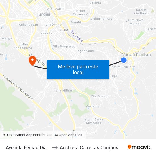 Avenida Fernão Dias Paes Leme, 757 to Anchieta Carreiras Campus Professor Pedro C. Fornari map