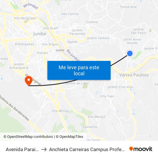 Avenida Paraibuna, 375 to Anchieta Carreiras Campus Professor Pedro C. Fornari map