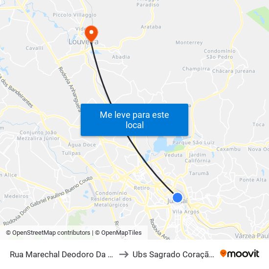 Rua Marechal Deodoro Da Fonseca, 450 to Ubs Sagrado Coração De Jesus map