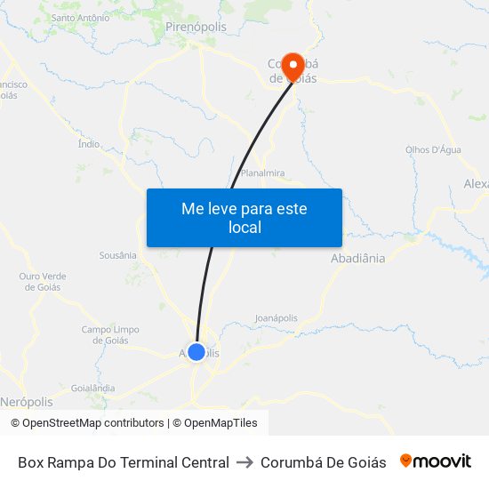 Box Rampa Do Terminal Central to Corumbá De Goiás map