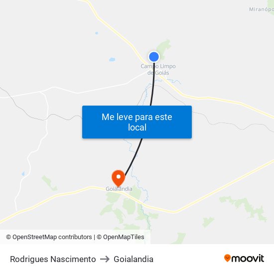 Rodrigues Nascimento to Goialandia map