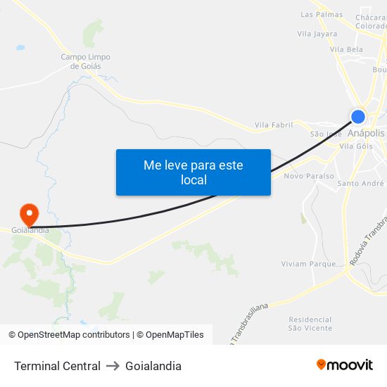 Terminal Central to Goialandia map