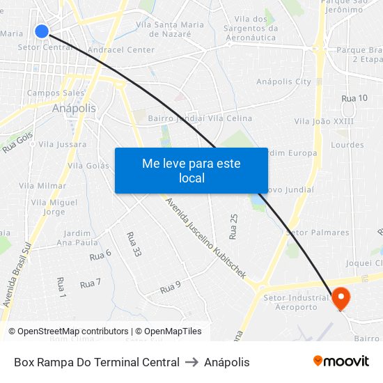 Box Rampa Do Terminal Central to Anápolis map