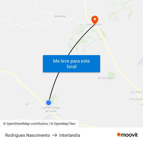 Rodrigues Nascimento to Interlandia map