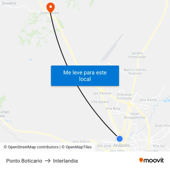 Ponto Boticario to Interlandia map