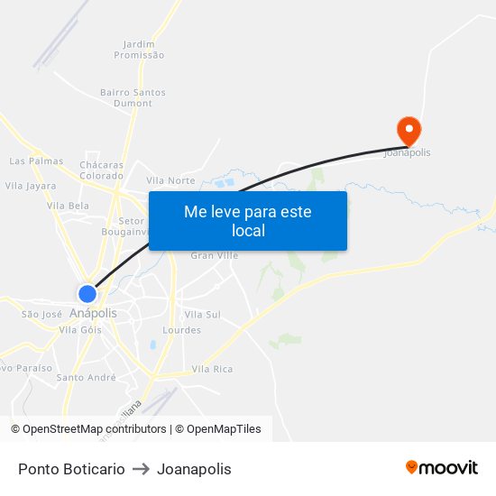 Ponto Boticario to Joanapolis map