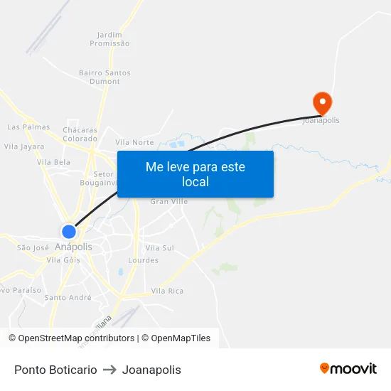 Ponto Boticario to Joanapolis map