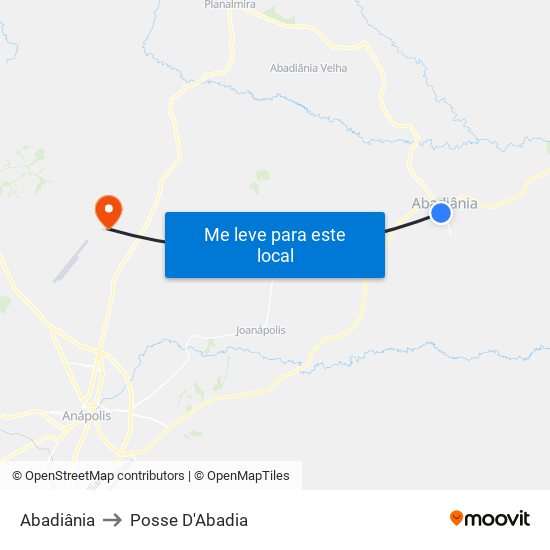 Abadiânia to Posse D'Abadia map