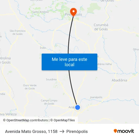 Avenida Mato Grosso, 1158 to Pirenópolis map