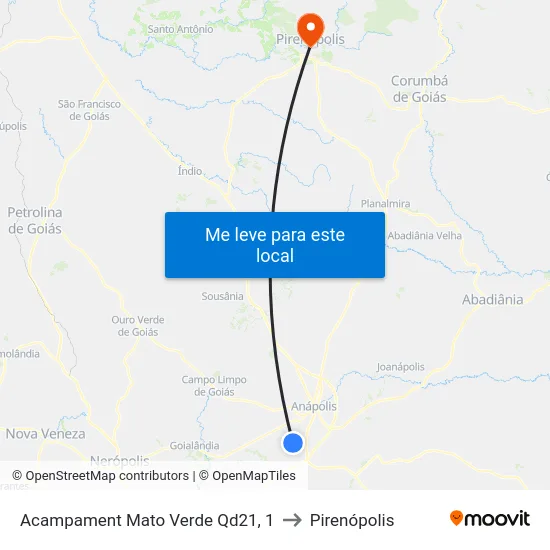 Acampament Mato Verde Qd21, 1 to Pirenópolis map