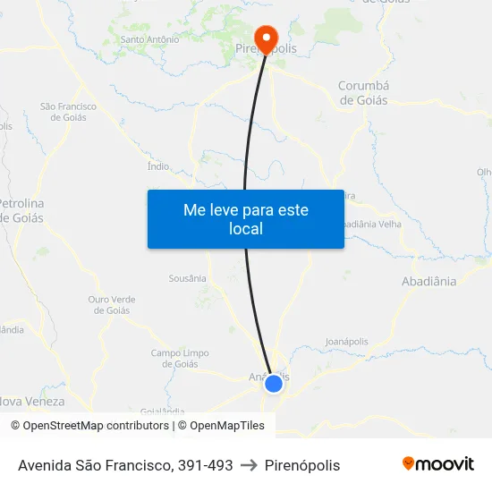 Avenida São Francisco, 391-493 to Pirenópolis map