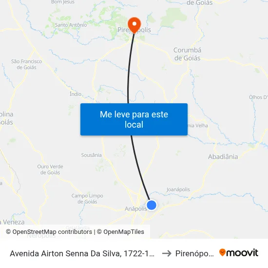 Avenida Airton Senna Da Silva, 1722-1870 to Pirenópolis map