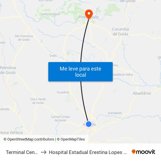 Terminal Central to Hospital Estadual Erestina Lopes Jaime map