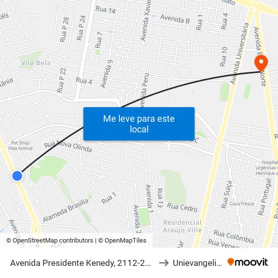 Avenida Presidente Kenedy, 2112-2178 to Unievangelica map