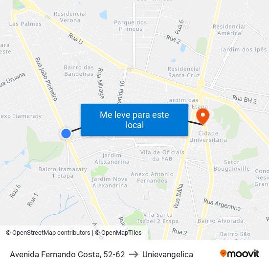 Avenida Fernando Costa, 52-62 to Unievangelica map