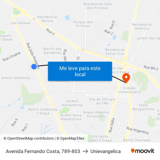 Avenida Fernando Costa, 789-803 to Unievangelica map