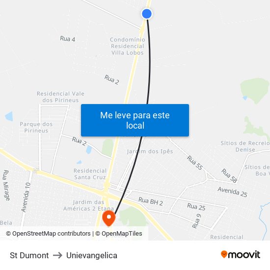 St Dumont to Unievangelica map