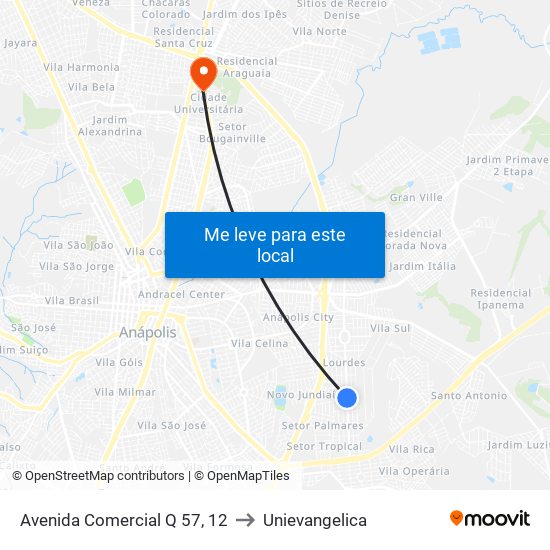 Avenida Comercial Q 57, 12 to Unievangelica map