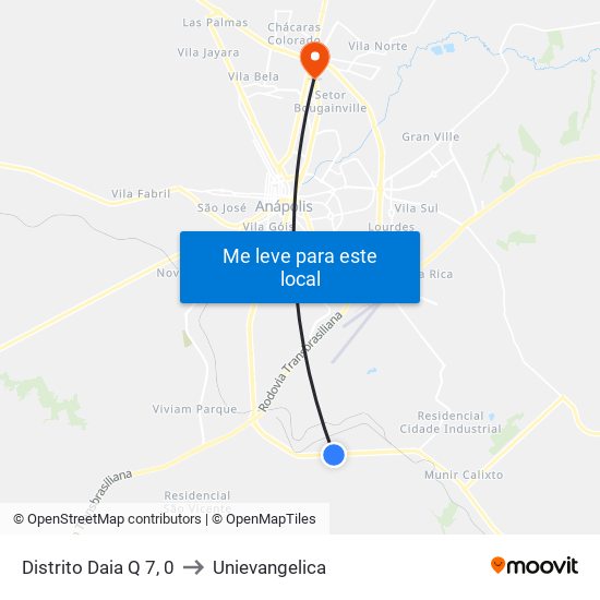 Distrito Daia Q 7, 0 to Unievangelica map