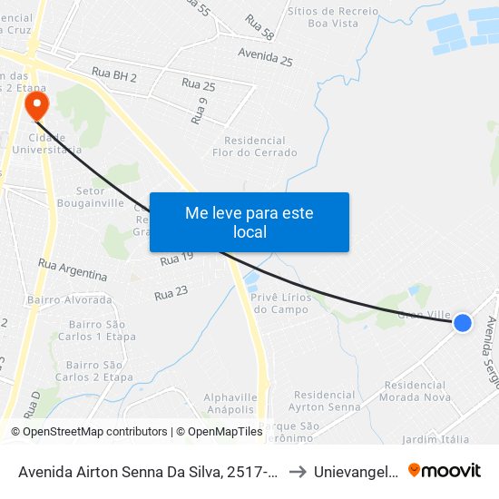 Avenida Airton Senna Da Silva, 2517-2551 to Unievangelica map