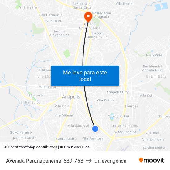 Avenida Paranapanema, 539-753 to Unievangelica map