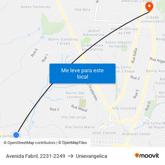 Avenida Fabril, 2231-2249 to Unievangelica map