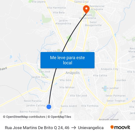 Rua Jose Martins De Brito Q 24, 46 to Unievangelica map