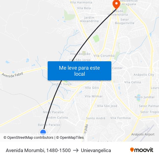 Avenida Morumbi, 1480-1500 to Unievangelica map