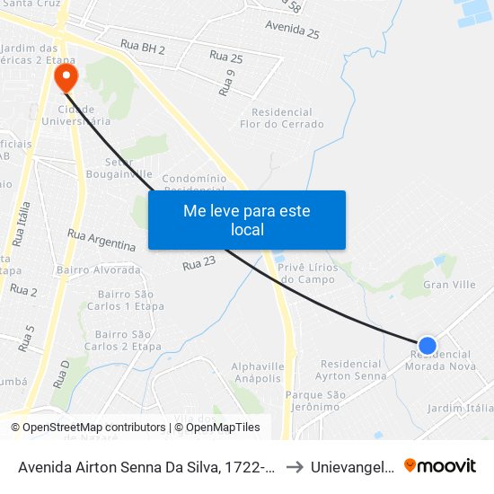 Avenida Airton Senna Da Silva, 1722-1870 to Unievangelica map