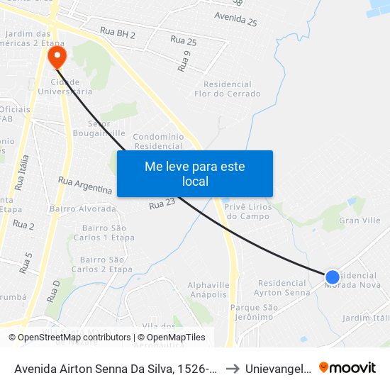 Avenida Airton Senna Da Silva, 1526-1648 to Unievangelica map