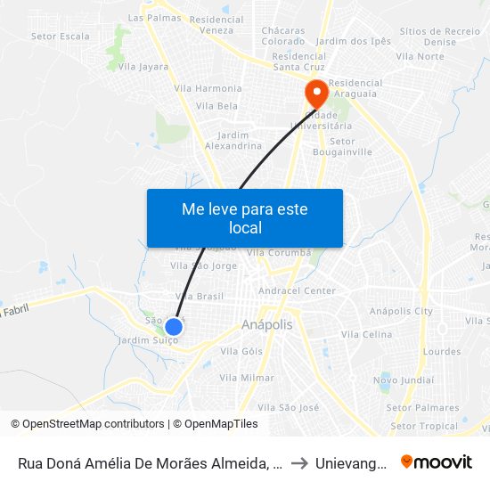 Rua Doná Amélia De Morães Almeida, 123-227 to Unievangelica map
