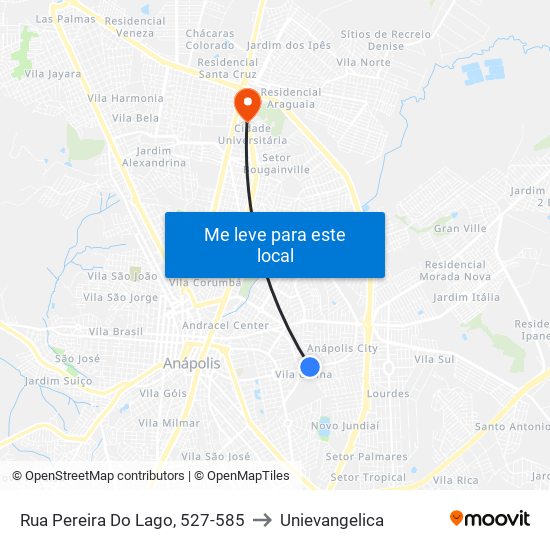 Rua Pereira Do Lago, 527-585 to Unievangelica map