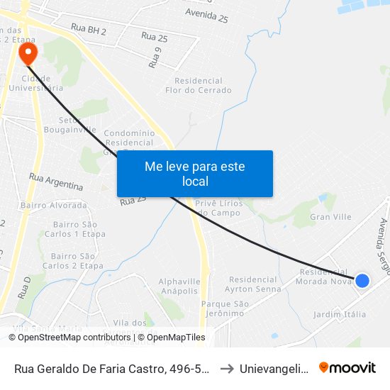 Rua Geraldo De Faria Castro, 496-518 to Unievangelica map